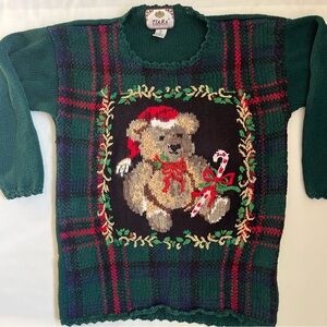 Tiara Green Christmas Bear Sweater